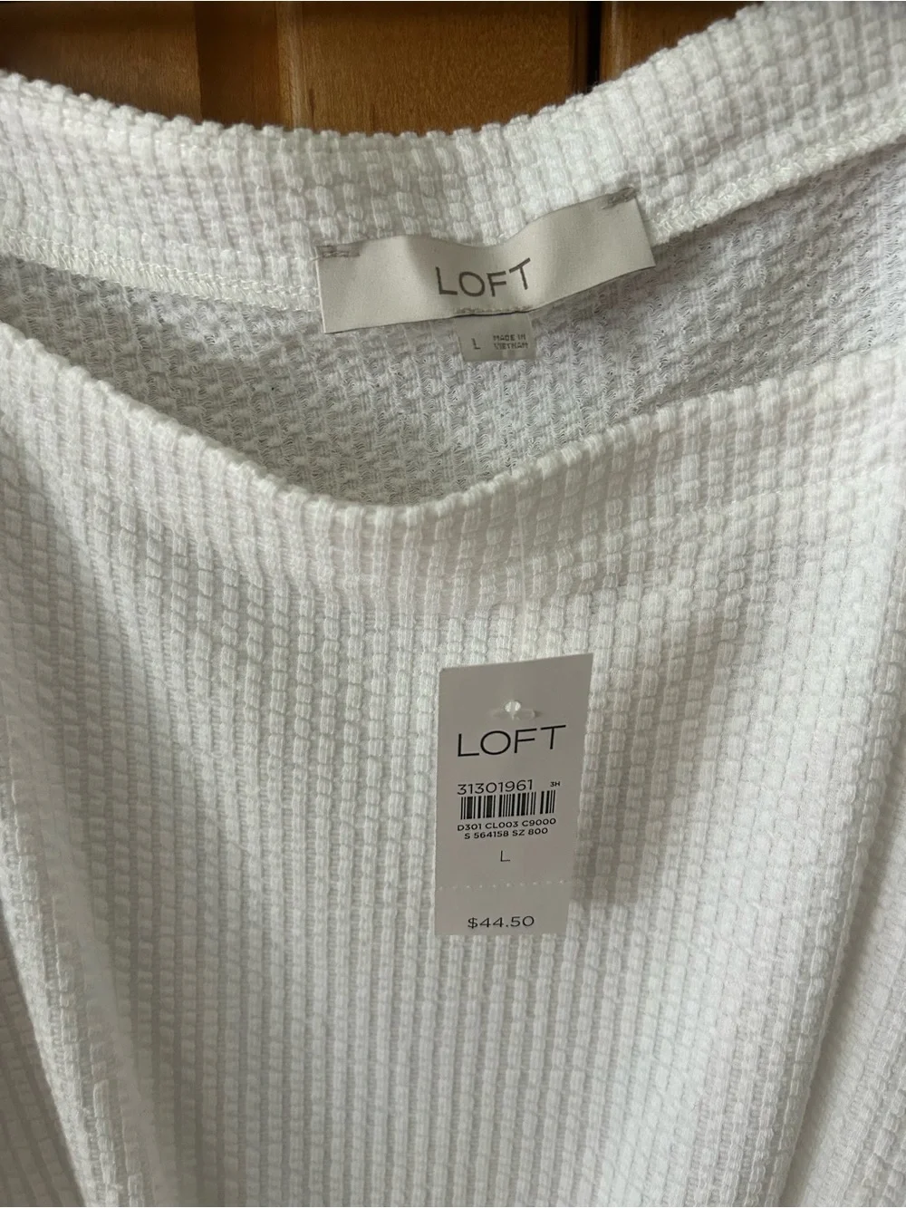 LOFT White Textured Tie-Front Puff Sleeve Top